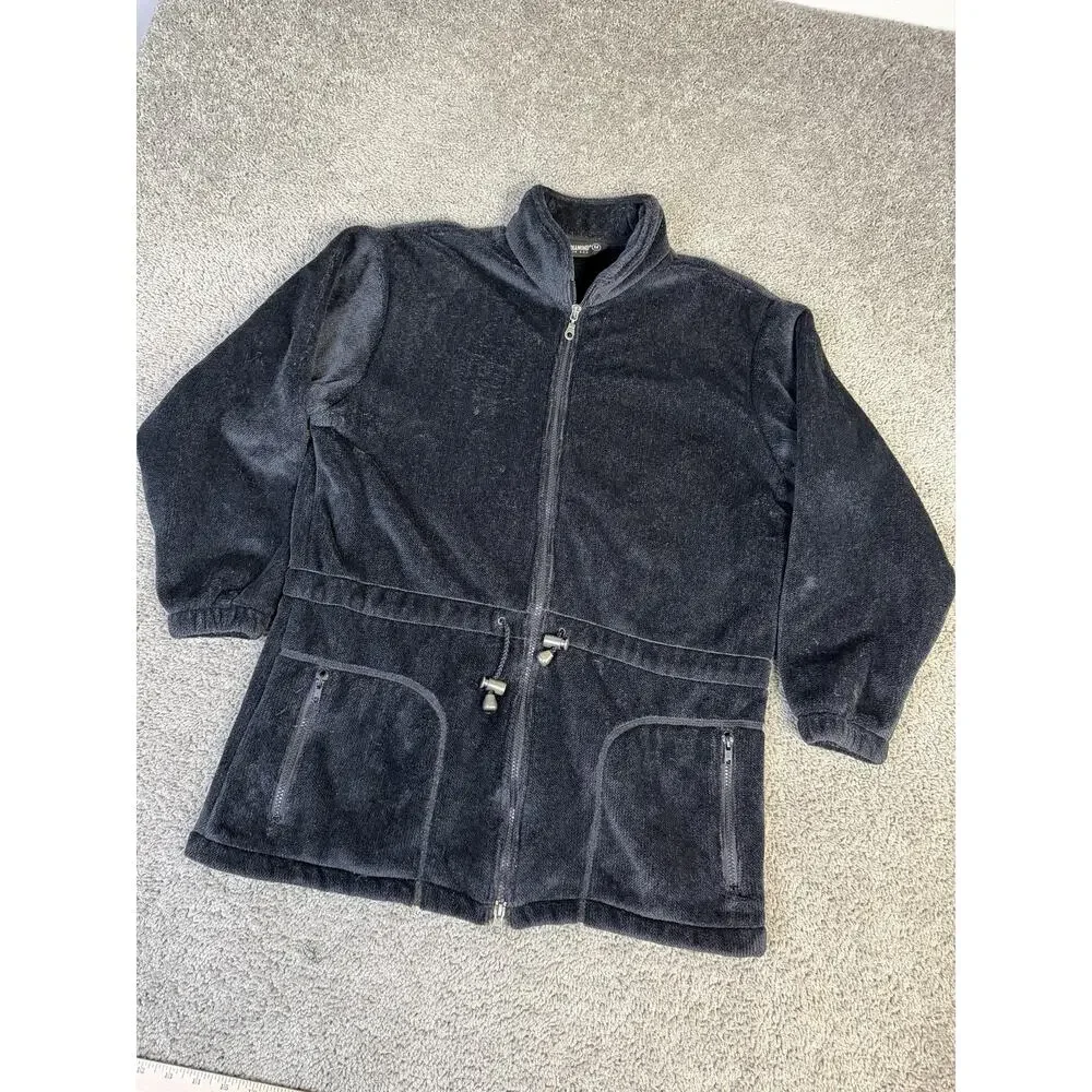 Vintage Black Diamond Jacket Mens M Black Fleece Parka Full Zip Pockets USA - Picture 2 of 12
